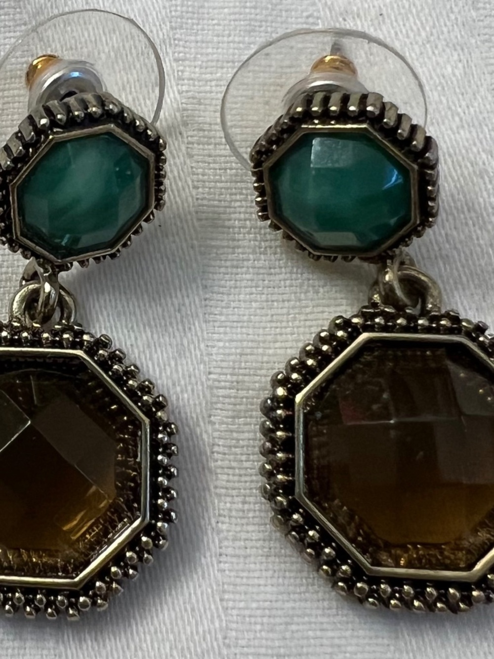 Vintage Napier Geometric Classic Two Tone Pierced Post Earrings